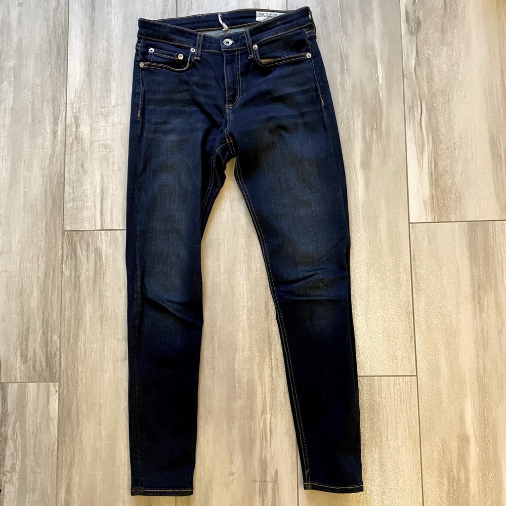 Rag & Bone Cate Mid-Rise Ankle Length Skinny Dark Wash Stretch Denim Jeans, 26